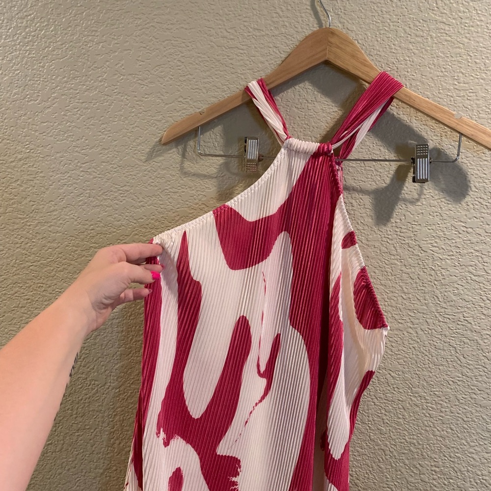 SHEIN pink and White Halter Sundress
